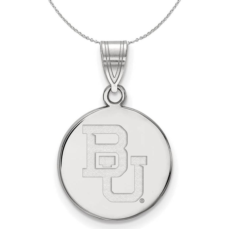 Sterling Silver Baylor U. Medium Disc Pendant Necklace - 24 Inch